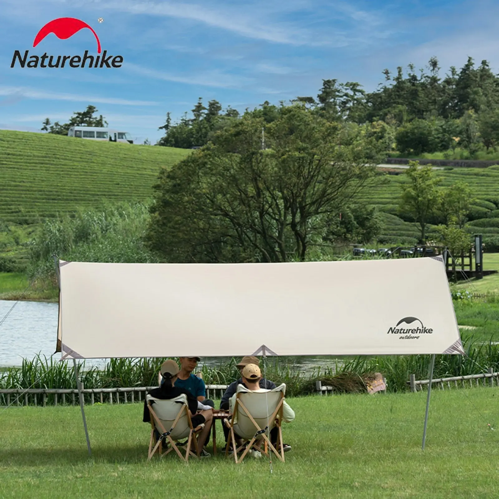 NatureHike Canopy Lightweight 4-6 Person Tent Tarp Shelters for Camping Hiking - Khaki 438x292cm