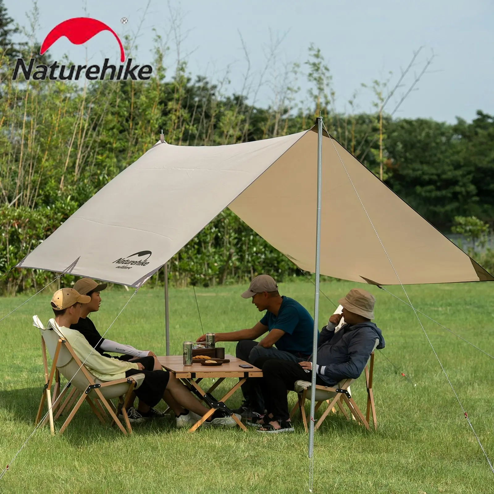 NatureHike Canopy Lightweight 4-6 Person Tent Tarp Shelters for Camping Hiking - Khaki 438x292cm