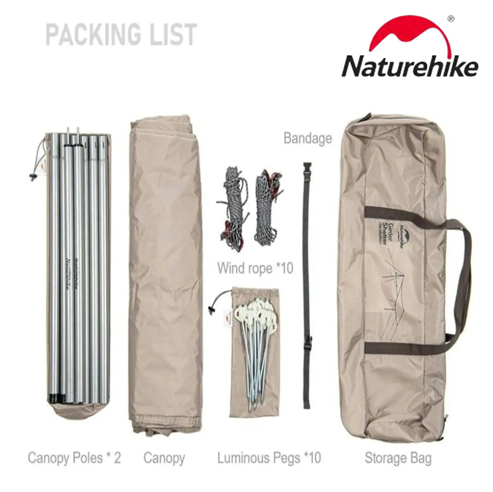 NatureHike Canopy Lightweight 4-6 Person Tent Tarp Shelters for Camping Hiking - Khaki 438x292cm