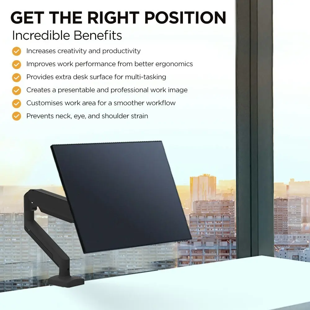 Viviendo Gas Spring Desk Stand and Monitor arm in Single or Dual Steel Monitor Mounts