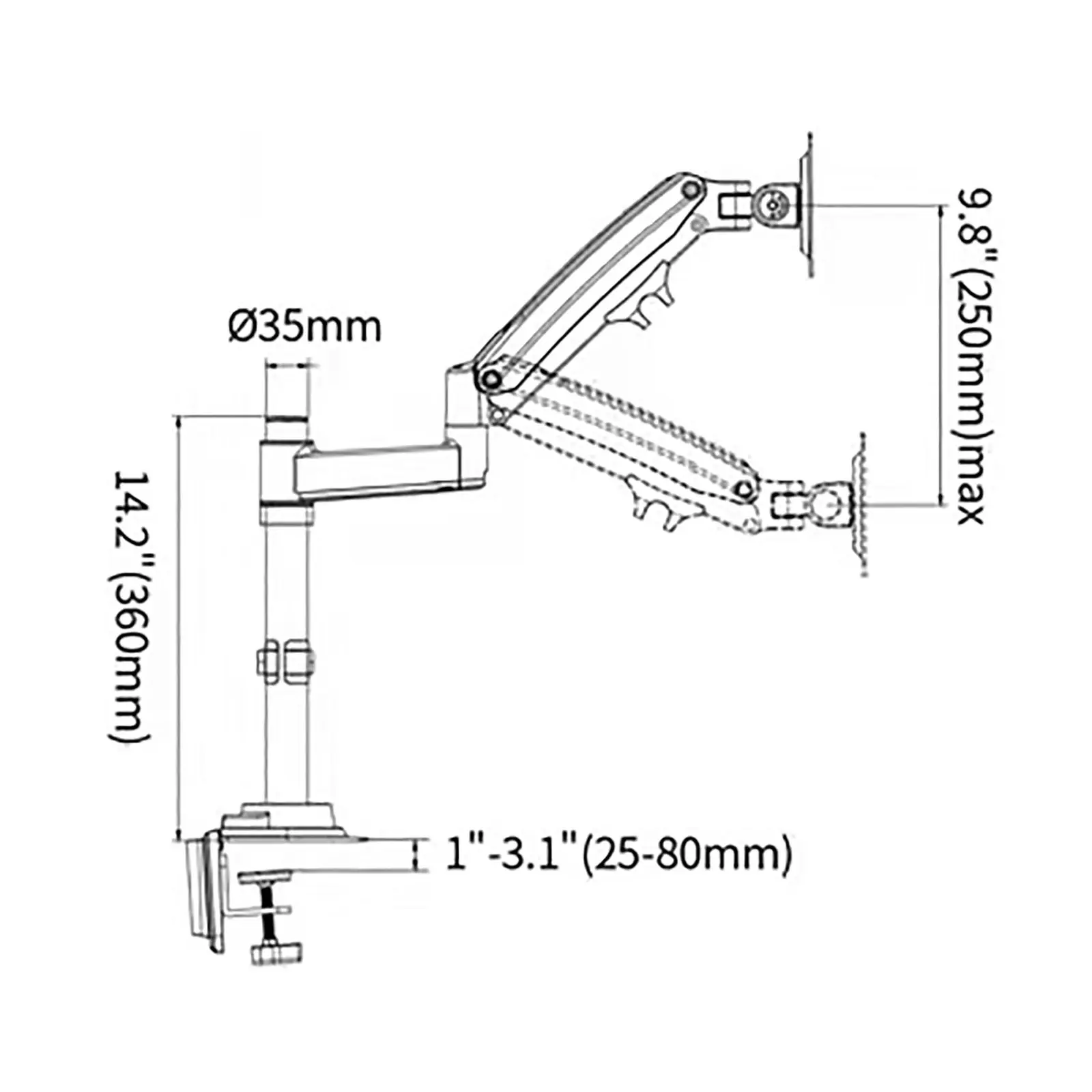 Viviendo Gas Spring Desk Stand and Monitor arm in Single or Dual Steel Monitor Mounts