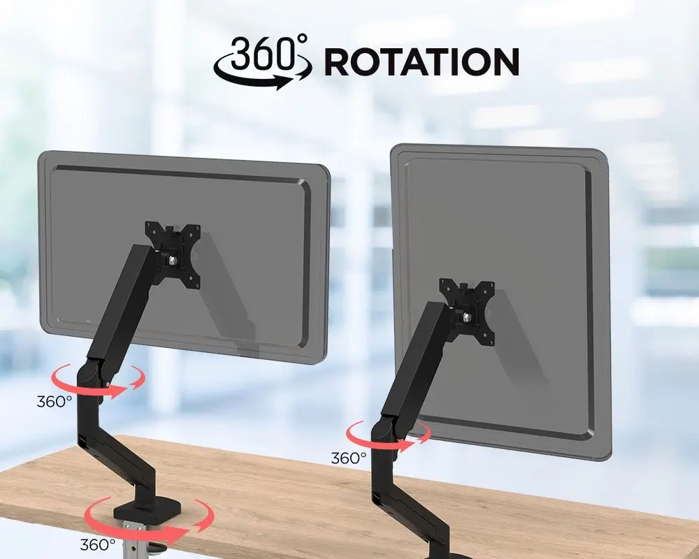 Viviendo Gas Spring Desk Stand and Monitor arm in Single or Dual Steel Monitor Mounts