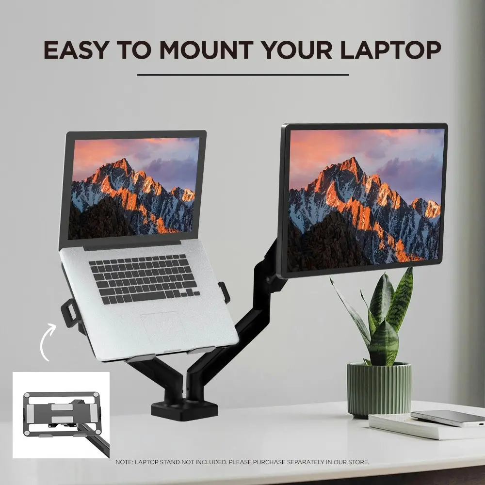 Viviendo Gas Spring Desk Stand and Monitor arm in Single or Dual Steel Monitor Mounts