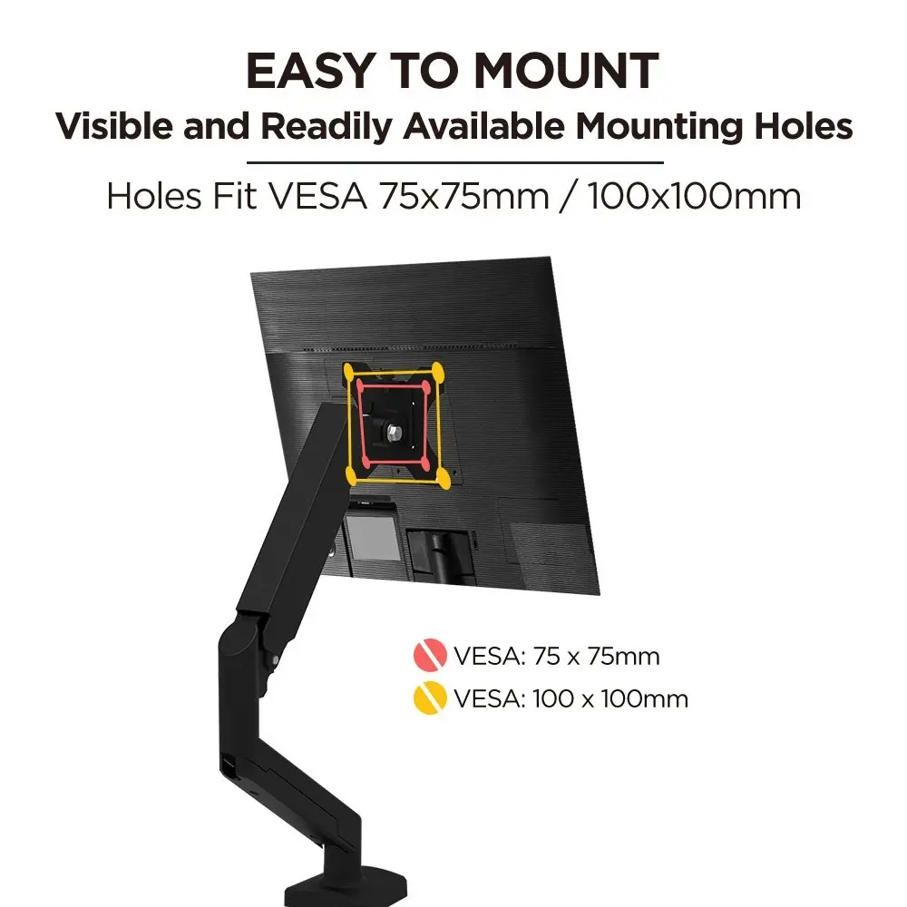 Viviendo Gas Spring Desk Stand and Monitor arm in Single or Dual Steel Monitor Mounts