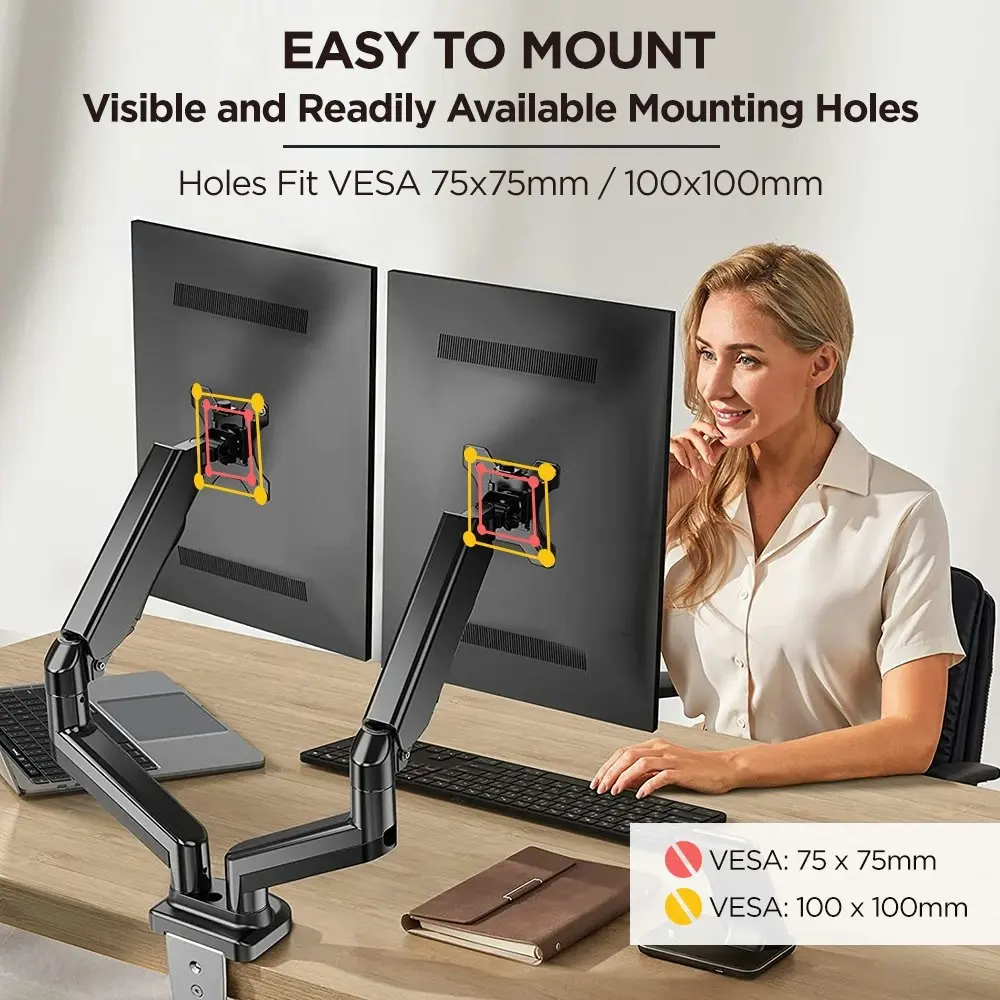 Viviendo Gas Spring Desk Stand and Monitor arm in Single or Dual Steel Monitor Mounts