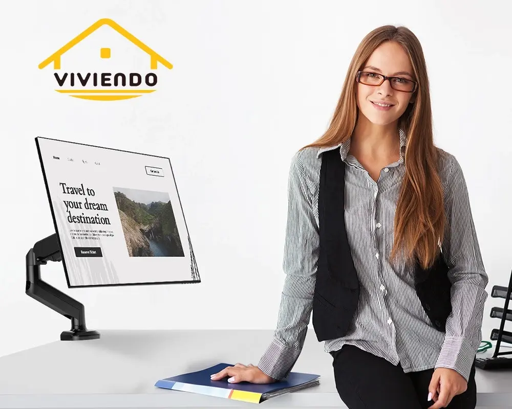 Viviendo Gas Spring Desk Stand and Monitor arm in Single or Dual Steel Monitor Mounts