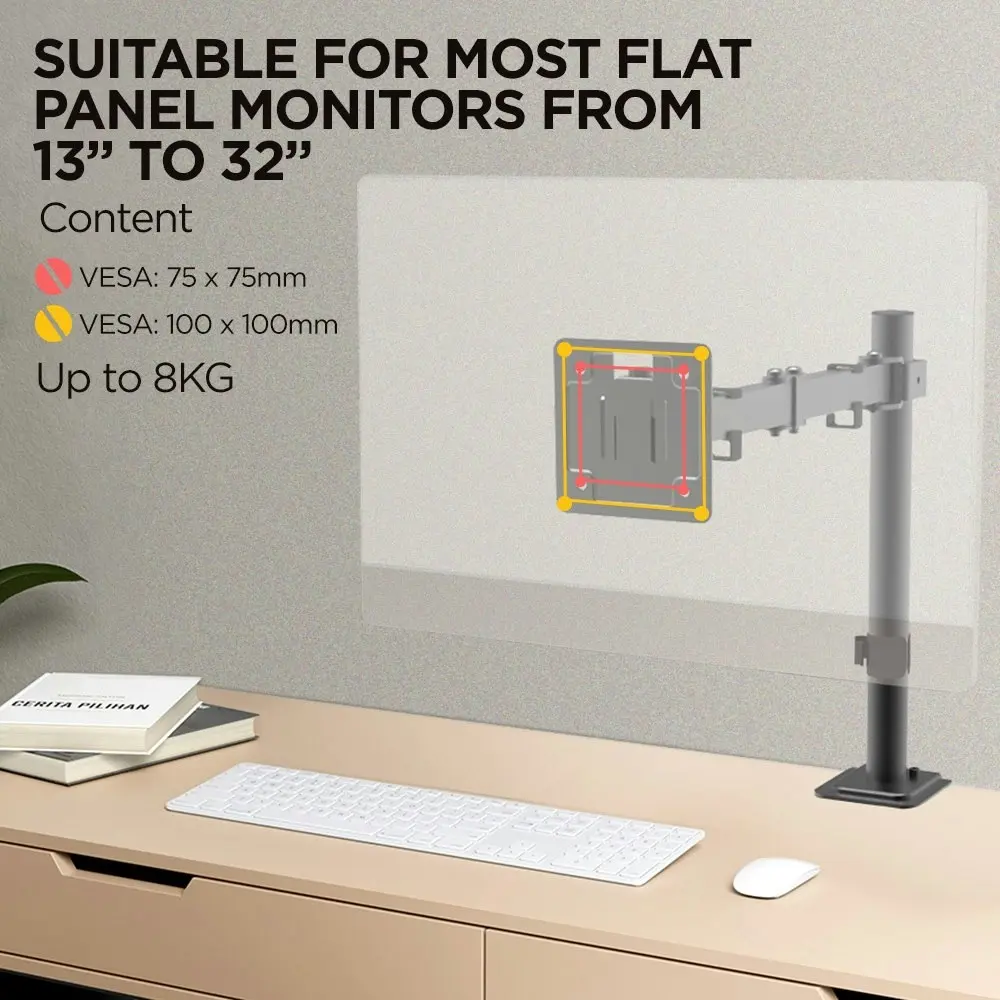 Viviendo Steel Desk Stand and Monitor arm in Single or Dual Monitor Mounts