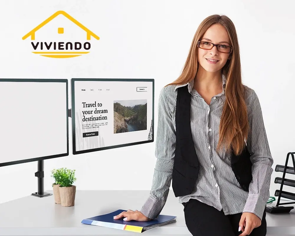 Viviendo Steel Desk Stand and Monitor arm in Single or Dual Monitor Mounts