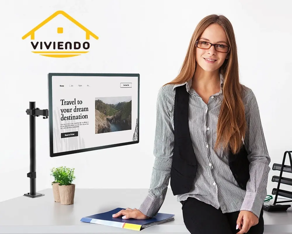 Viviendo Steel Desk Stand and Monitor arm in Single or Dual Monitor Mounts