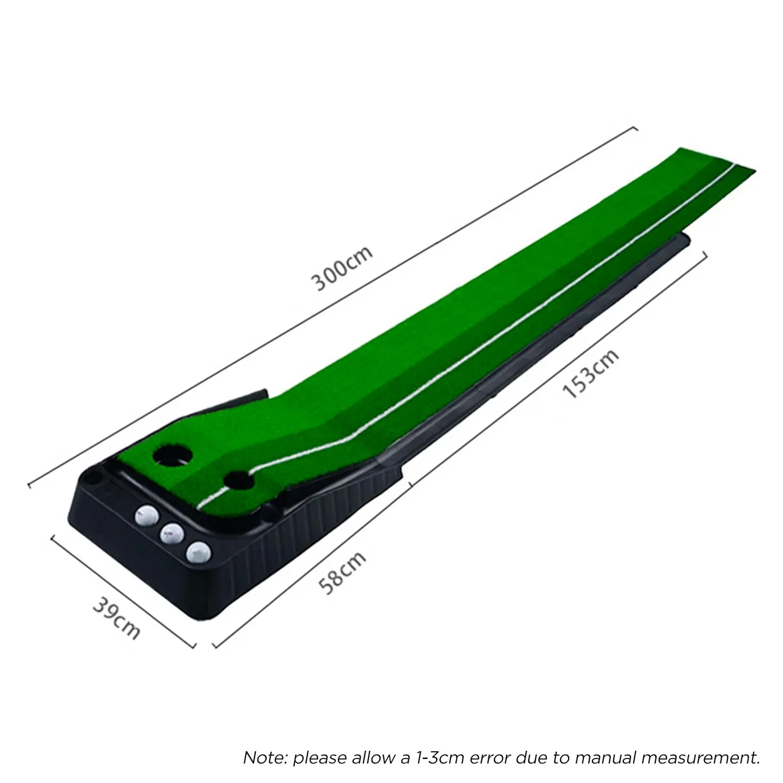 MaxU 3M Golf Putting Mat Practice Putter Indoor Outdoor Training Exerciser - Green