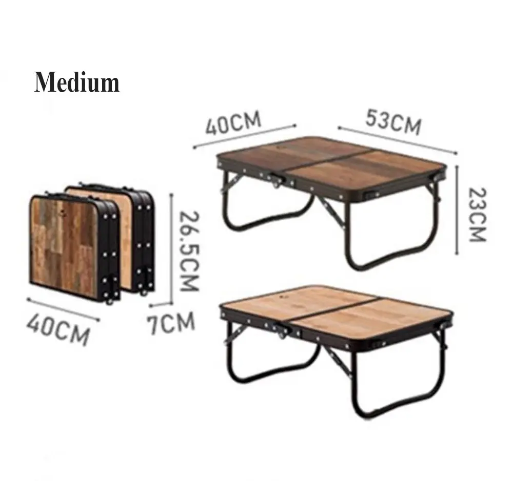 NatureHike Ultralight Foldable Table Aluminum BBQ Camping Furniture Folding Desk Small - Wood Grain