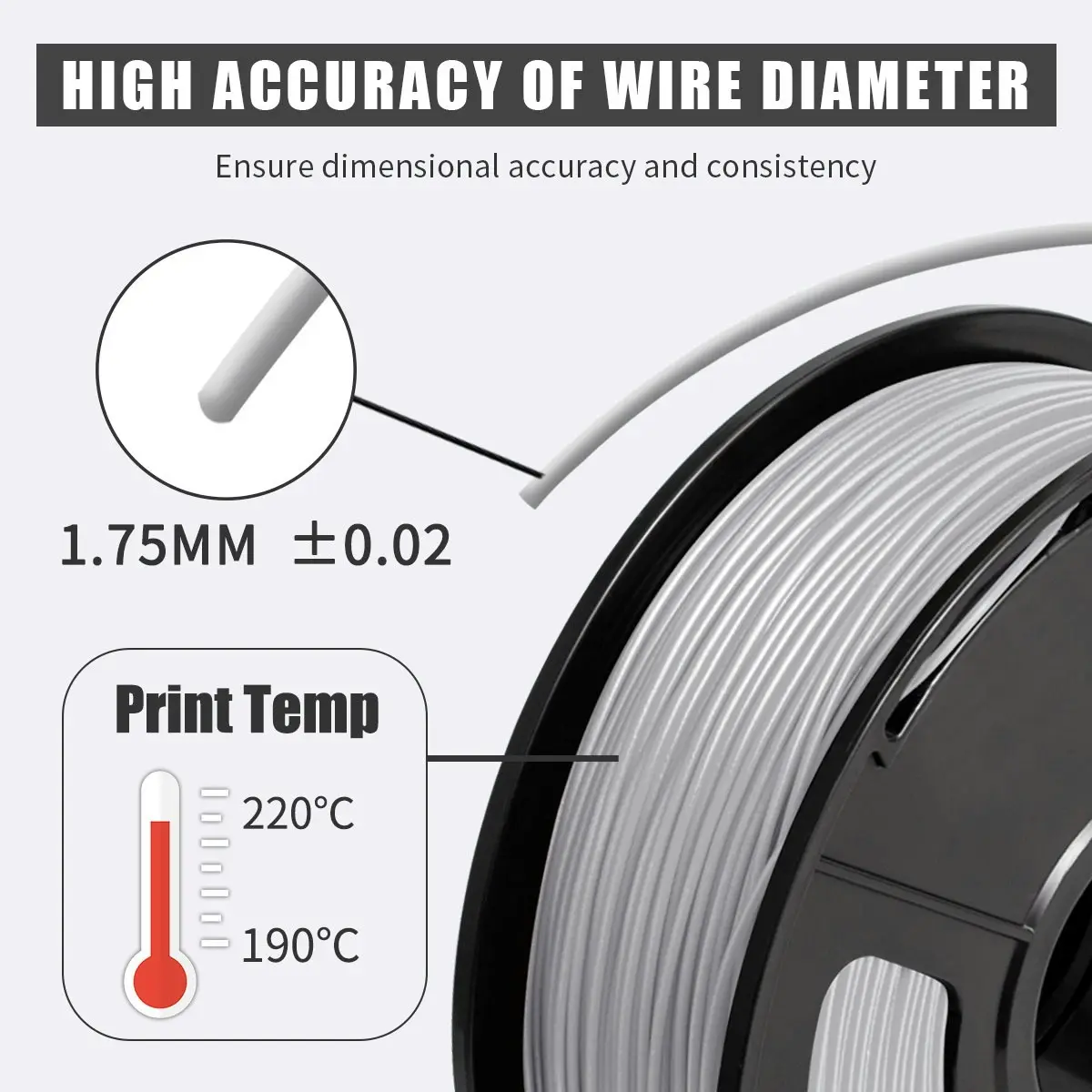 PLA 3d Printer Filament - 1kg 1.75mm - Grey