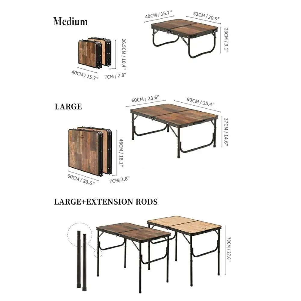 NatureHike Ultralight Foldable Table Aluminium BBQ Camping Furniture Folding Desk Large - Wood Grain