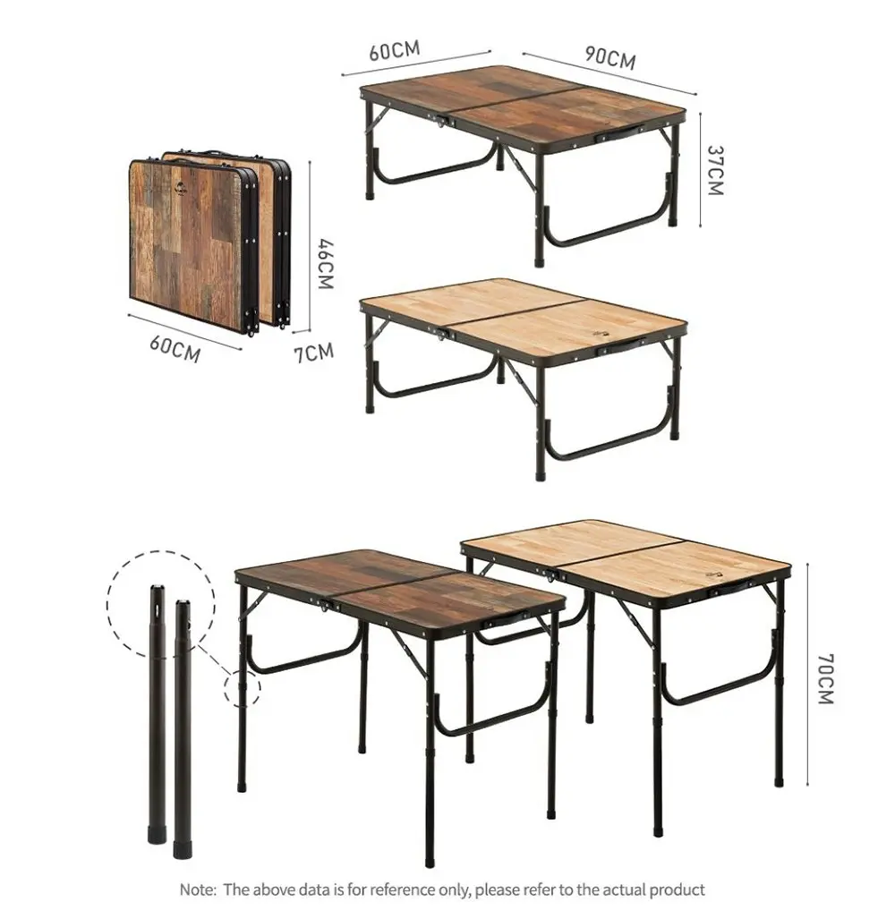 NatureHike Ultralight Foldable Table Aluminium BBQ Camping Furniture Folding Desk Large - Wood Grain