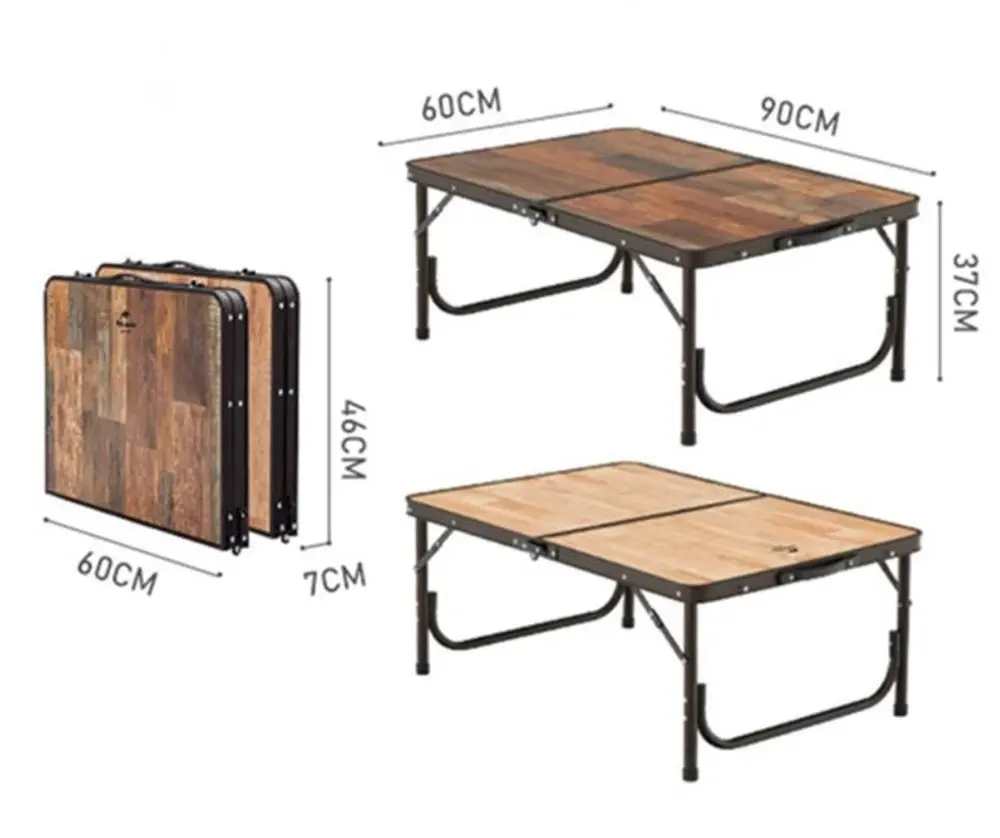 NatureHike Ultralight Foldable Table Aluminium BBQ Camping Furniture Folding Desk Large - Wood Grain