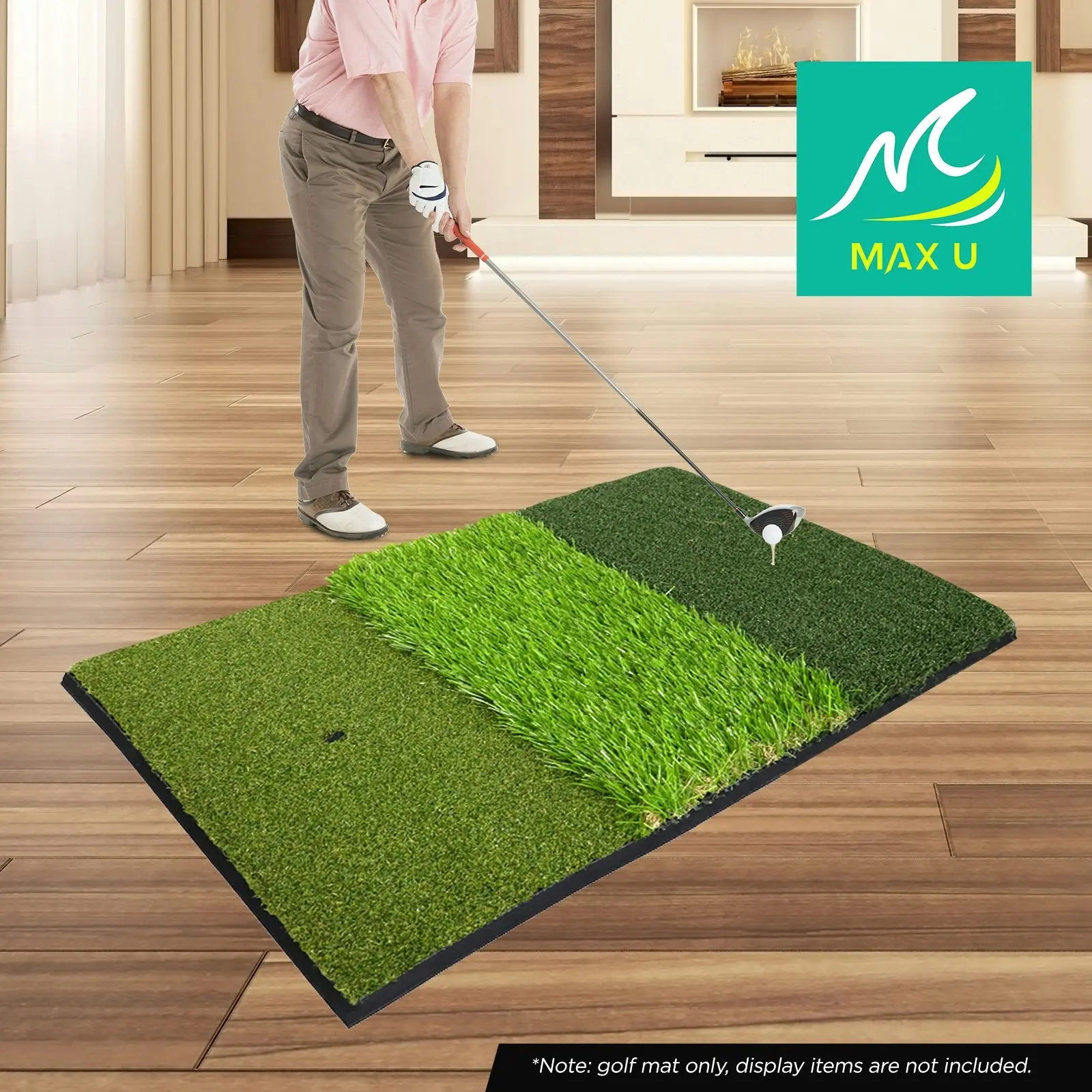 MaxU Tri-Turf 3-in-1 Portable Practice Golf Hitting Mat - 60x40cm