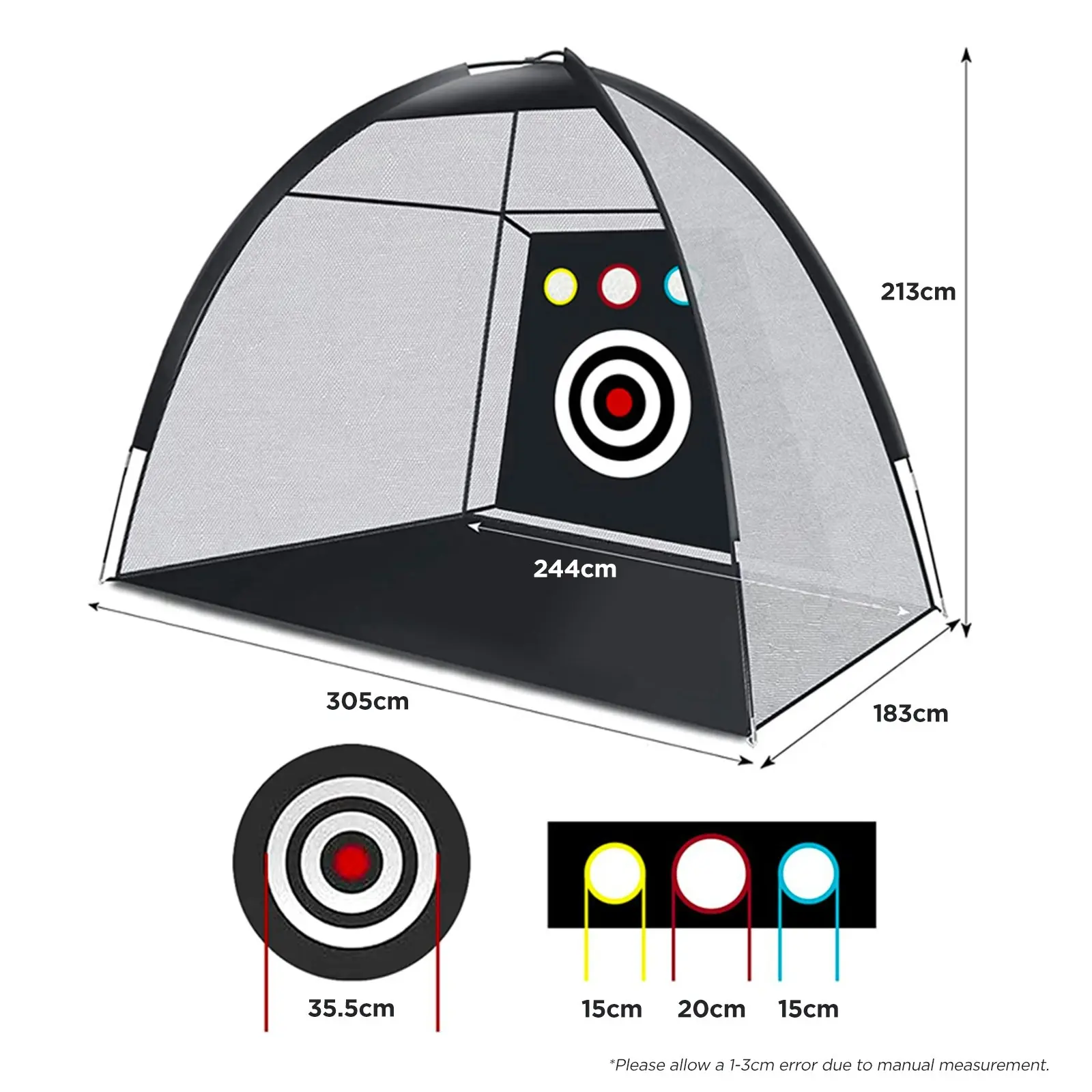 MaxU Golf Practice Net, 3x2M Golf Hitting Training Aids Nets with Target and Carry Bag for Backyard Driving Chipping