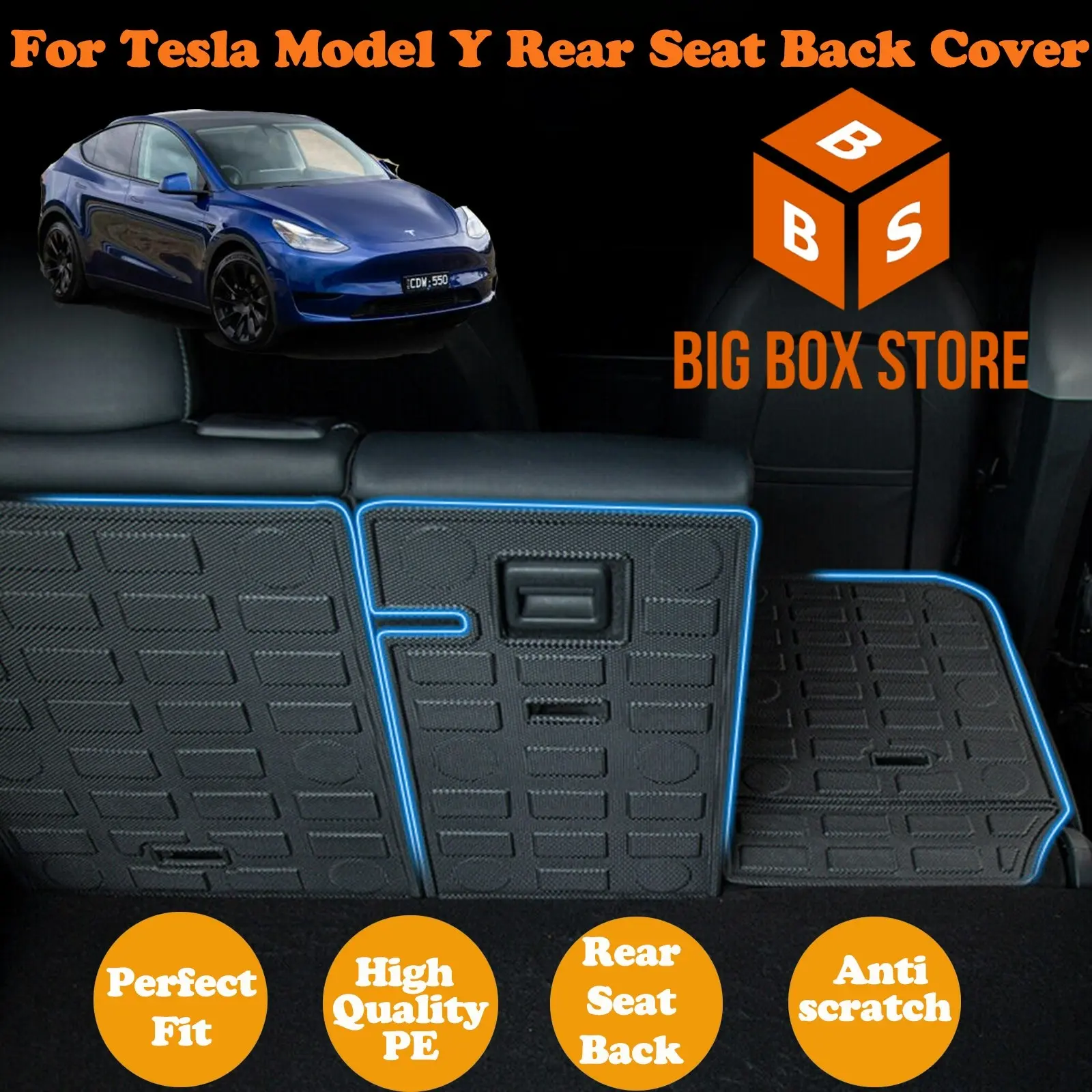 Accecar TESLA MODEL Y 3D TPE Rear Seat Back Cover 2020-2023