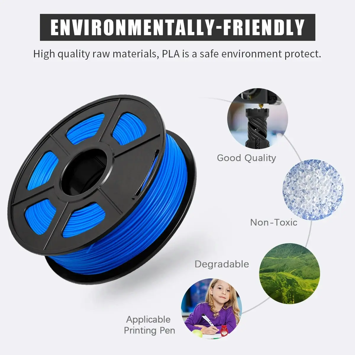 PLA 3d Printer Filament - 1kg 1.75mm - Blue