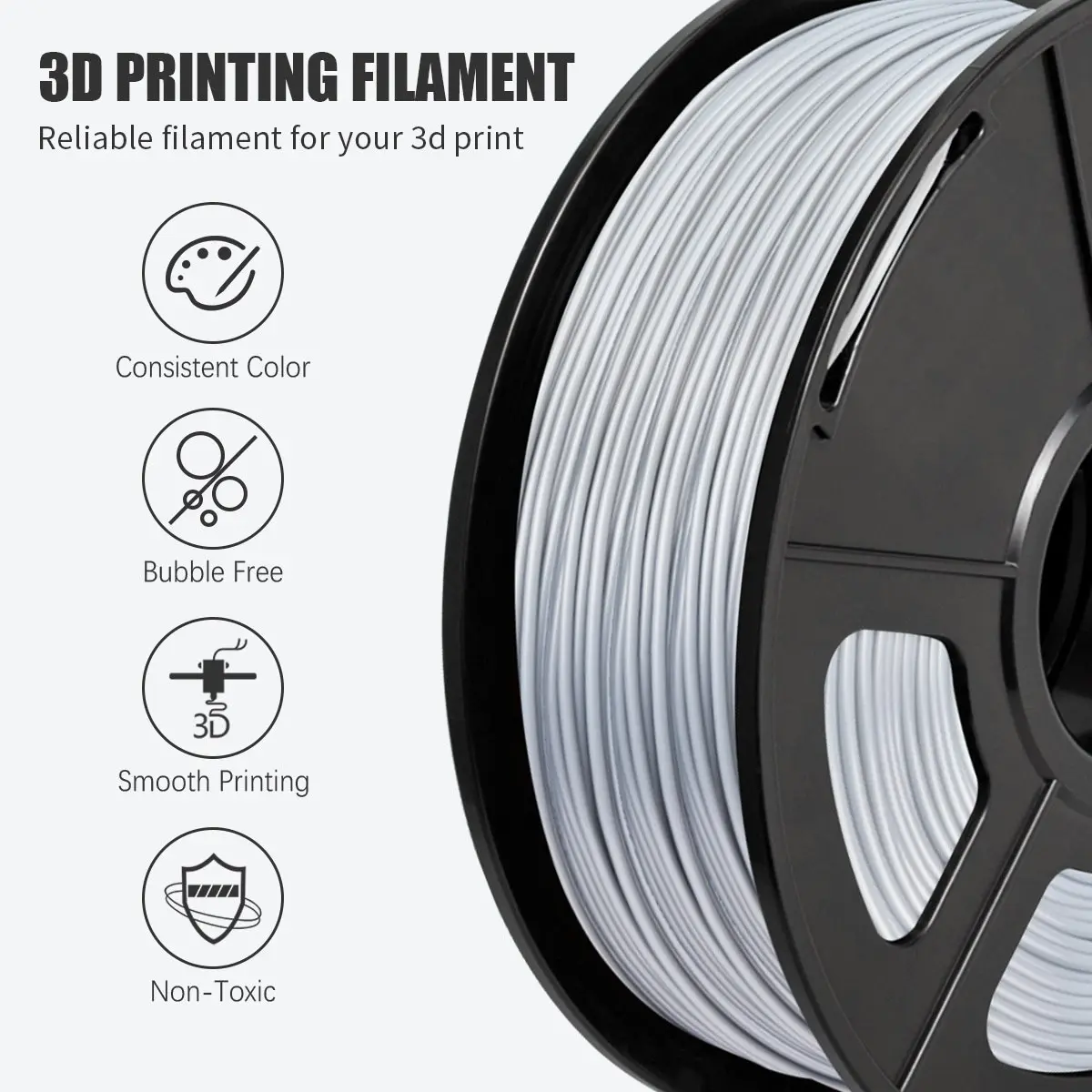 PLA 3d Printer Filament - 1kg 1.75mm - Silver