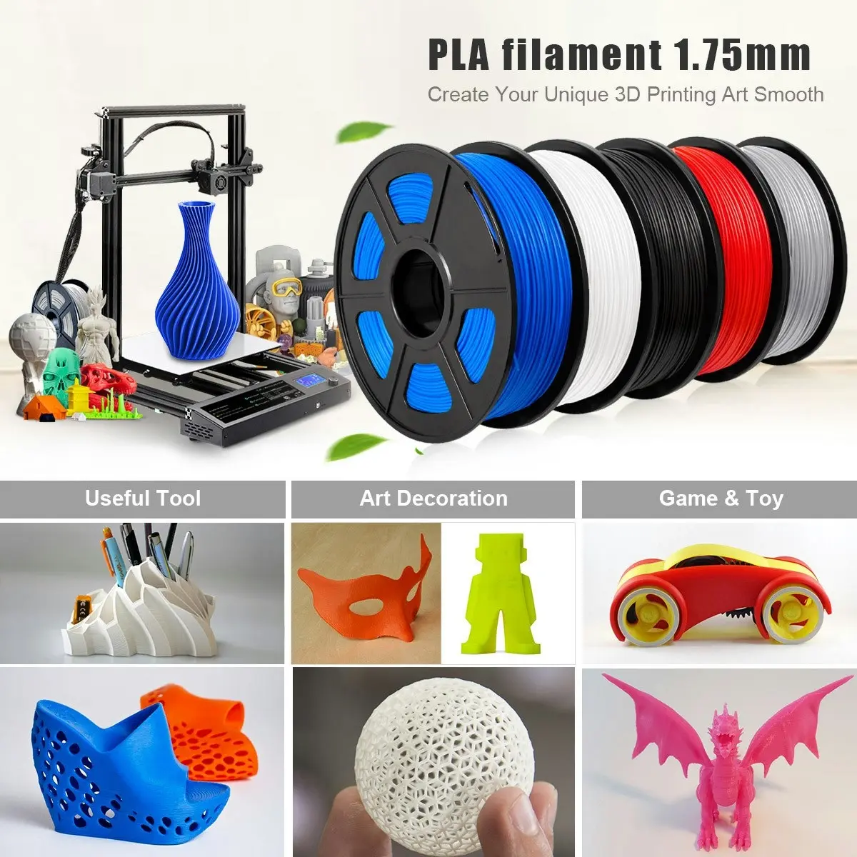 PLA 3d Printer Filament - 1kg 1.75mm - Silver