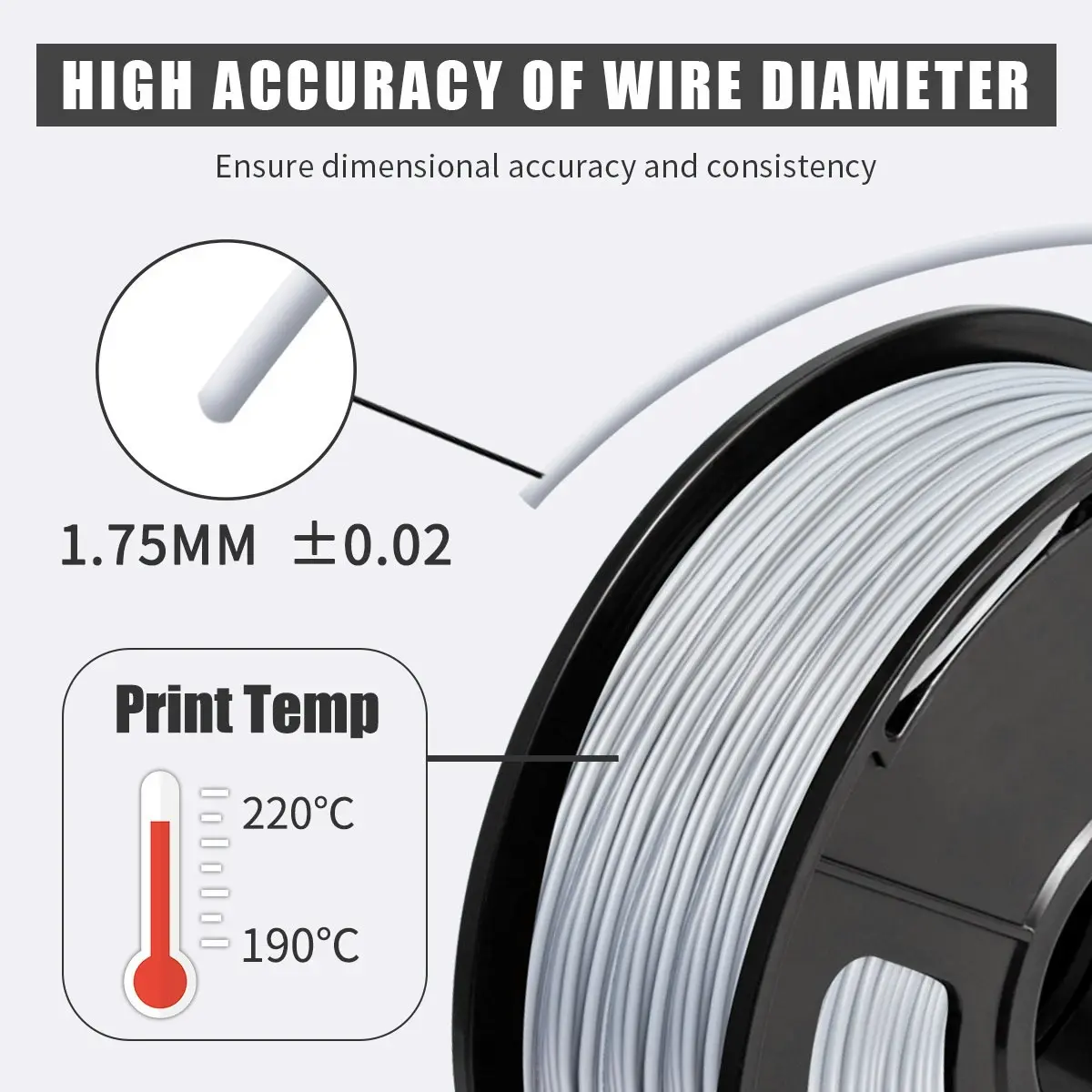 PLA 3d Printer Filament - 1kg 1.75mm - Silver