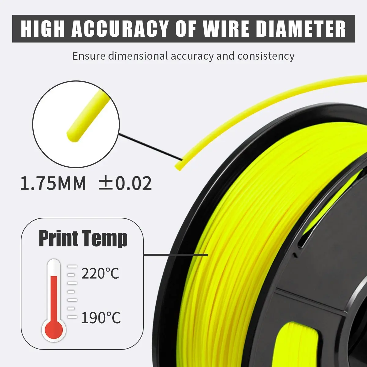 PLA 3d Printer Filament - 1kg 1.75mm - Yellow