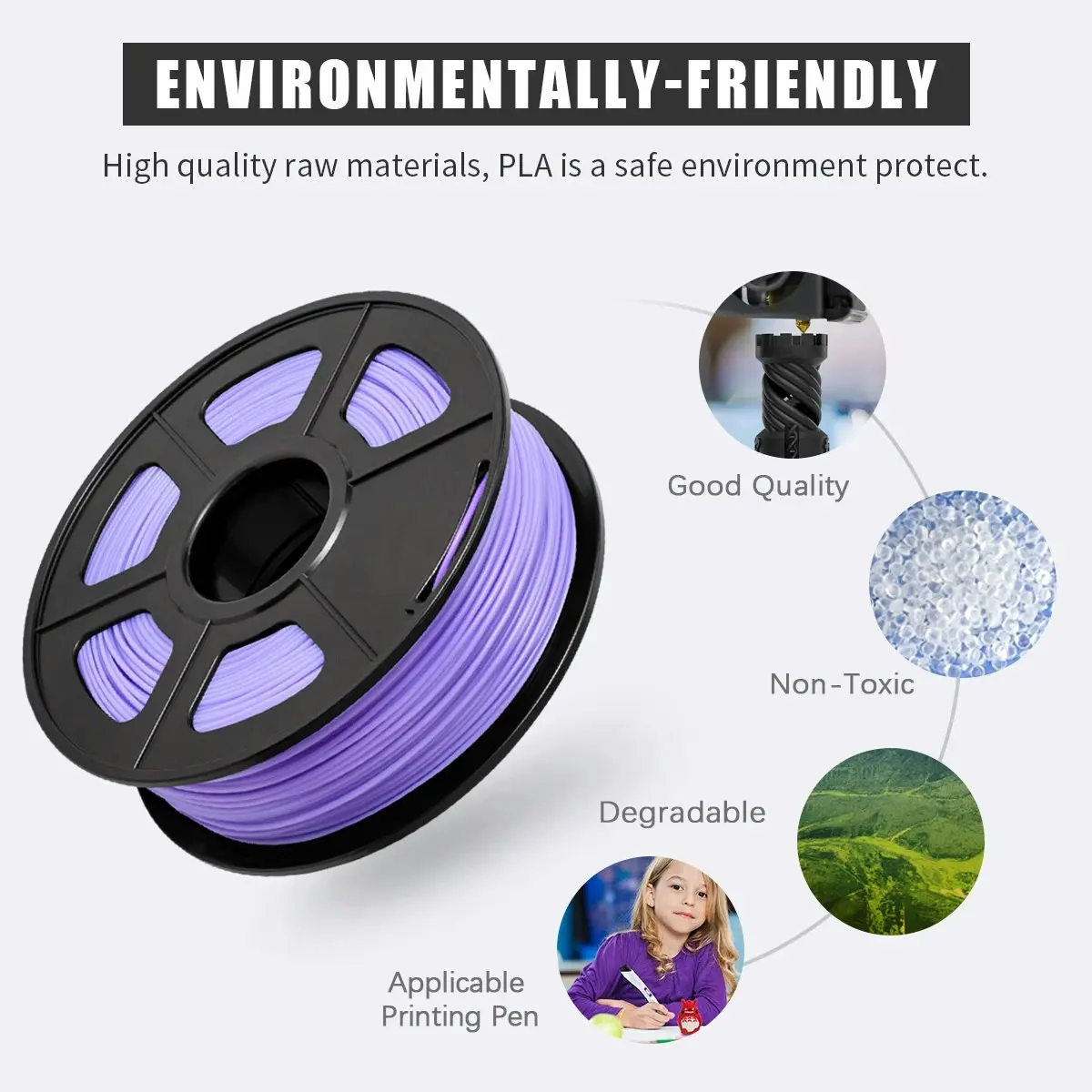 PLA+ 3d Printer Filament - 1kg 1.75mm - Purple