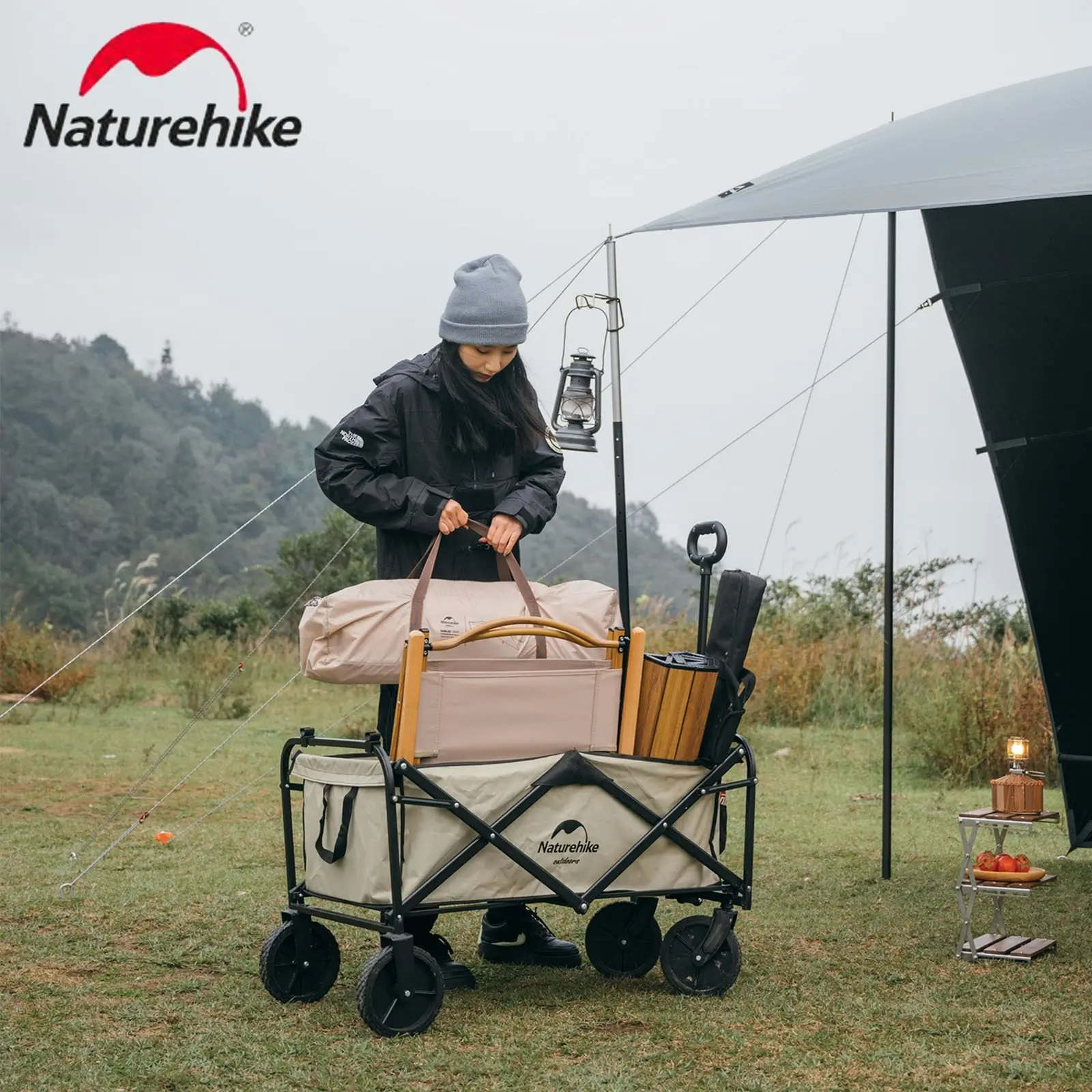 NatureHike Outdoor 90L Folding Wagon Camping Hiking Cart Garden Patio Cart - Green