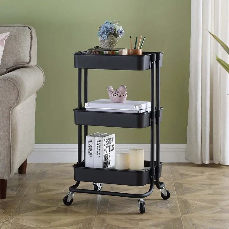 Viviendo Multi Tier Kitchen Trolley Storage Cart Carbon Steel Kitchen Shelf Organiser