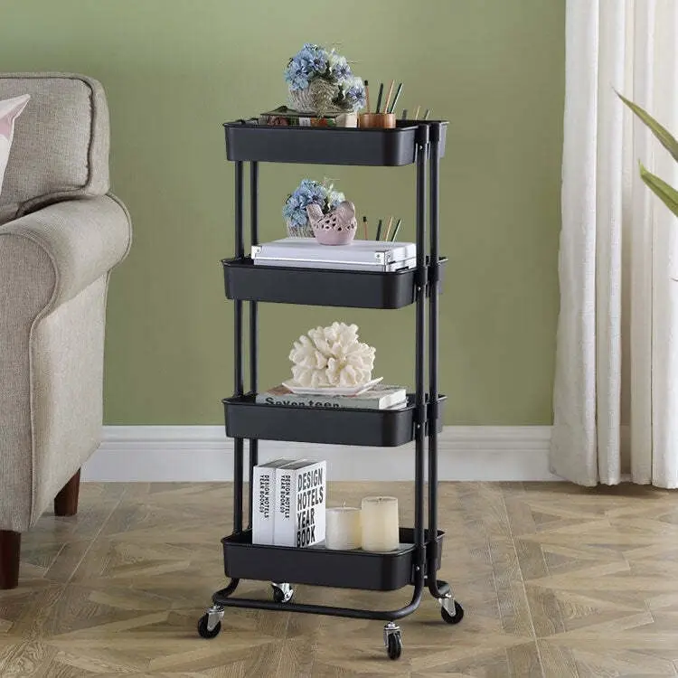 Viviendo Multi Tier Kitchen Trolley Storage Cart Carbon Steel Kitchen Shelf Organiser