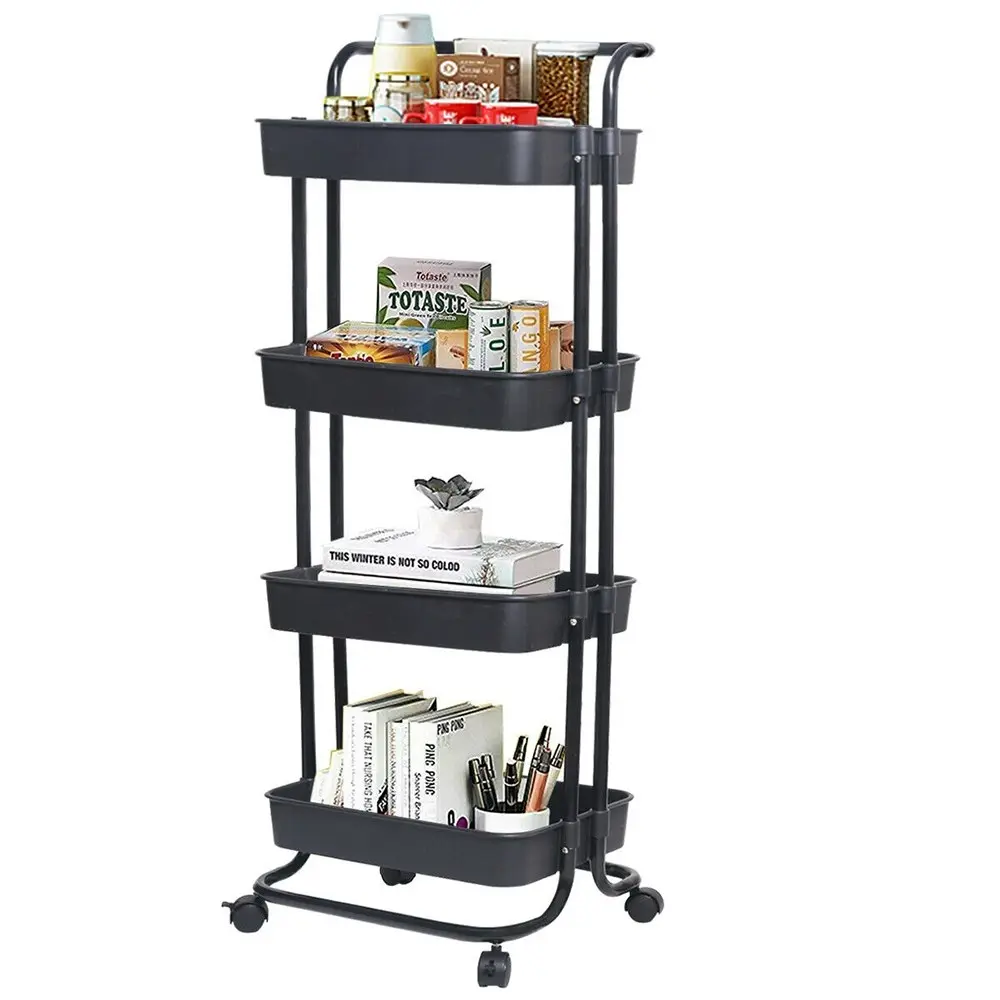 Viviendo Multi Tier Kitchen Trolley Storage Cart Carbon Steel Kitchen Shelf Organiser