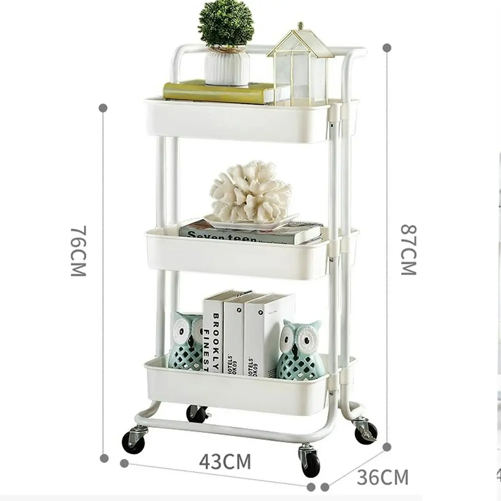 Viviendo Multi Tier Kitchen Trolley Storage Cart Carbon Steel Kitchen Shelf Organiser