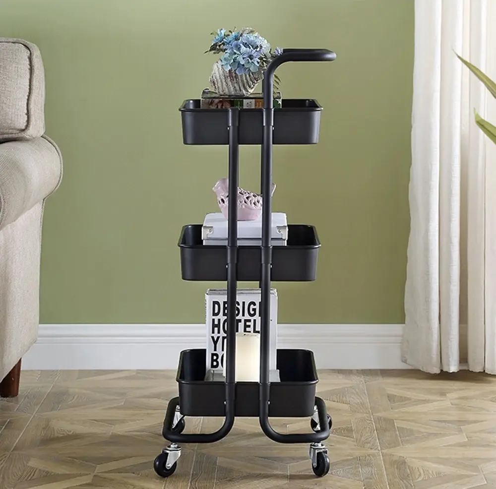 Viviendo Multi Tier Kitchen Trolley Storage Cart Carbon Steel Kitchen Shelf Organiser