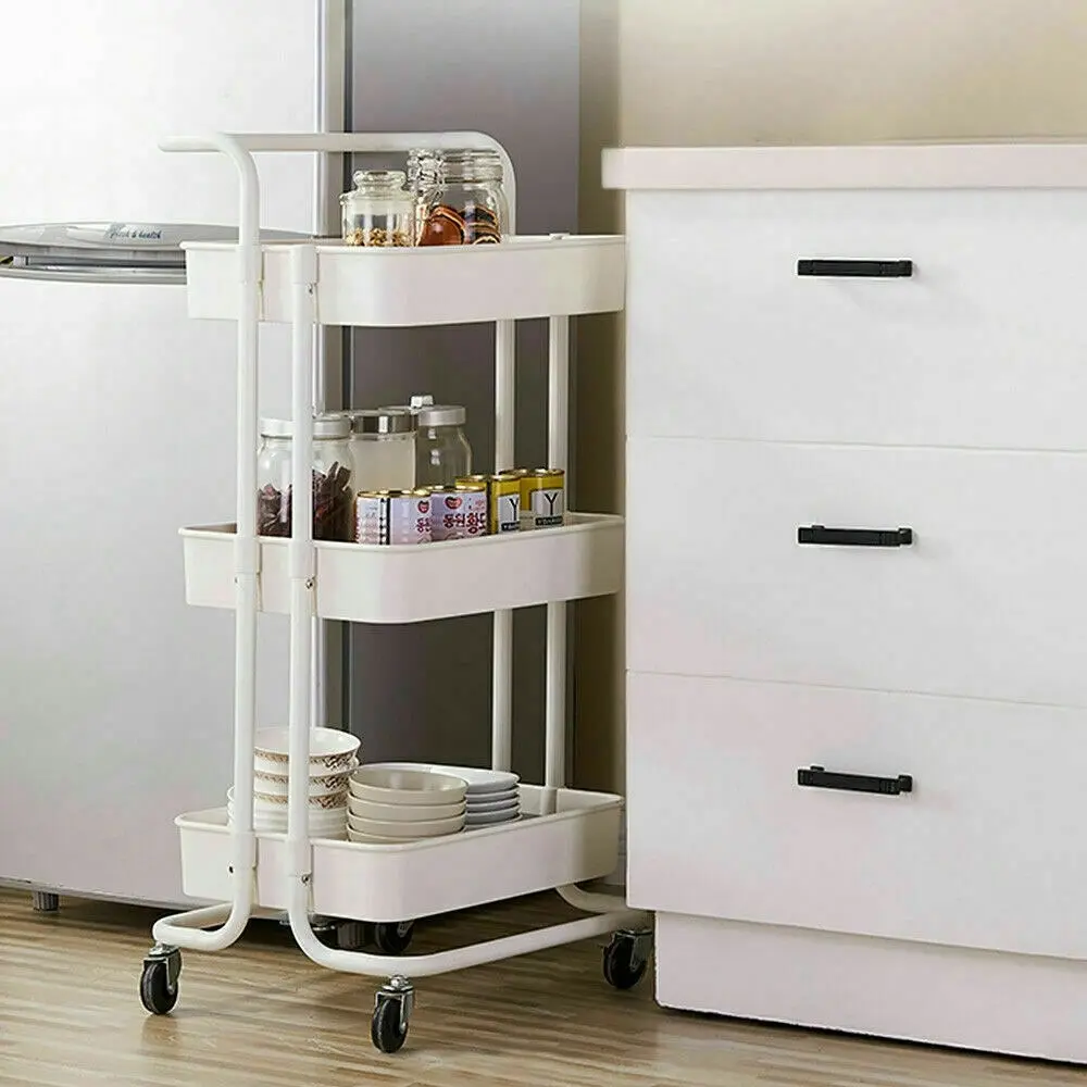 Viviendo Multi Tier Kitchen Trolley Storage Cart Carbon Steel Kitchen Shelf Organiser