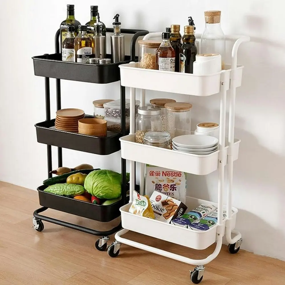 Viviendo Multi Tier Kitchen Trolley Storage Cart Carbon Steel Kitchen Shelf Organiser