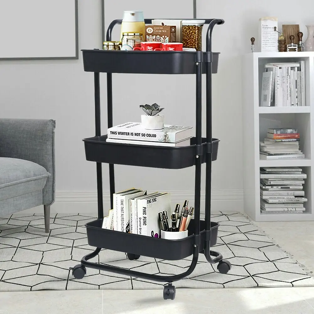 Viviendo Multi Tier Kitchen Trolley Storage Cart Carbon Steel Kitchen Shelf Organiser