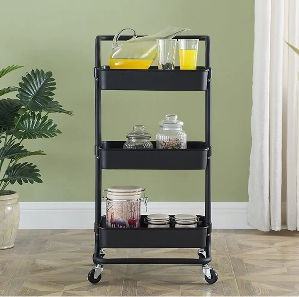 Viviendo Multi Tier Kitchen Trolley Storage Cart Carbon Steel Kitchen Shelf Organiser