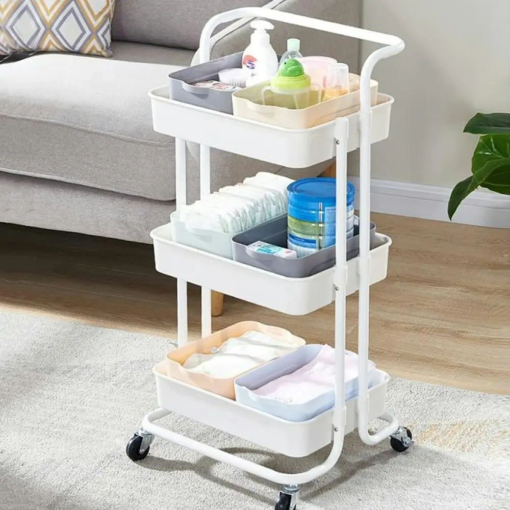 Viviendo Multi Tier Kitchen Trolley Storage Cart Carbon Steel Kitchen Shelf Organiser