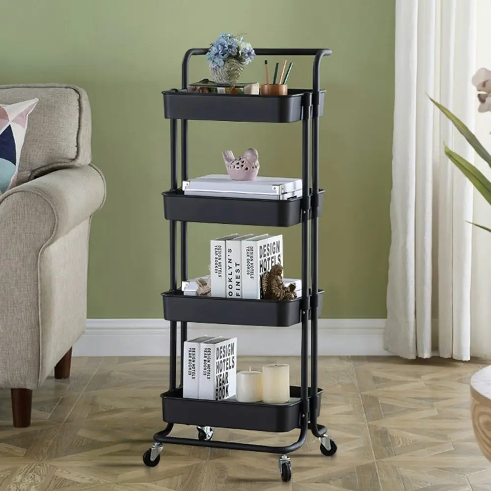 Viviendo Multi Tier Kitchen Trolley Storage Cart Carbon Steel Kitchen Shelf Organiser