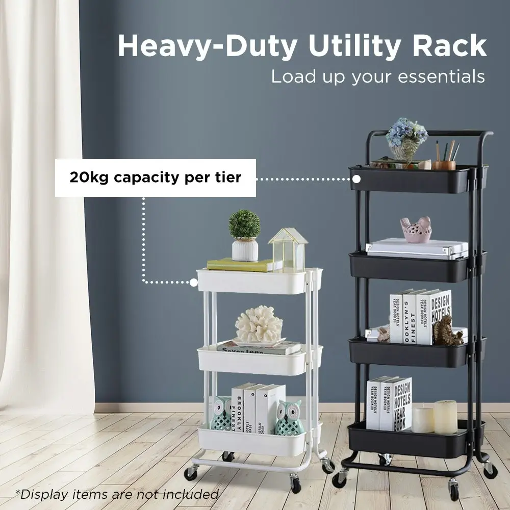 Viviendo Multi Tier Kitchen Trolley Storage Cart Carbon Steel Kitchen Shelf Organiser