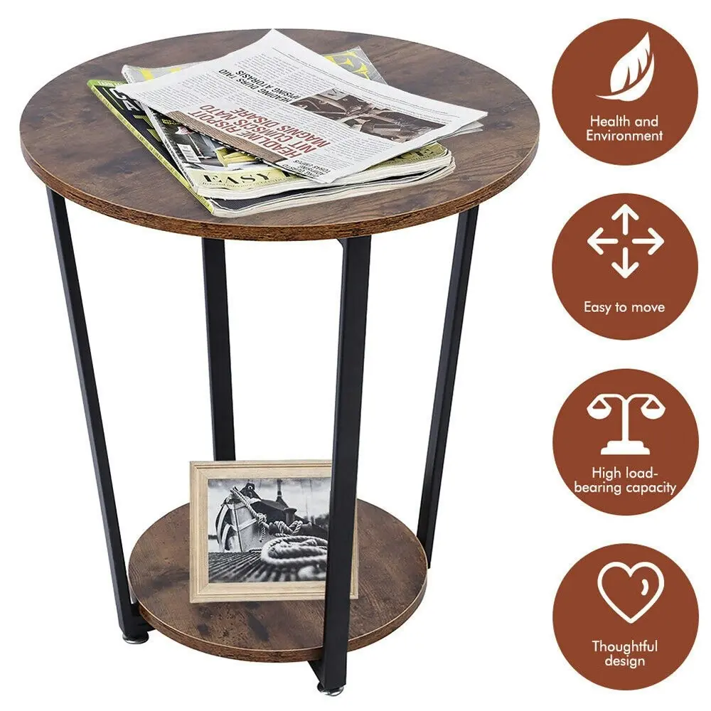 Viviendo 57cm Side Table Steel and Wood Bedside Table Industrial Style