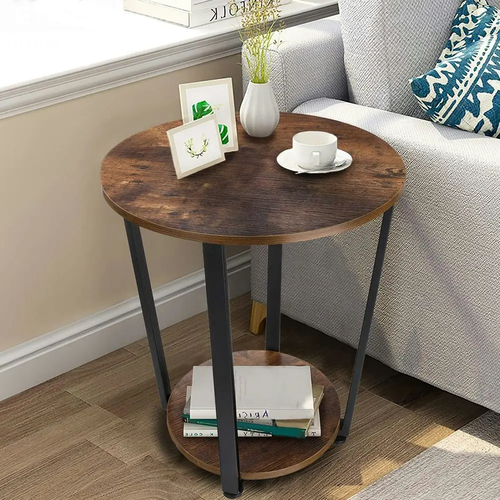 Viviendo 57cm Side Table Steel and Wood Bedside Table Industrial Style