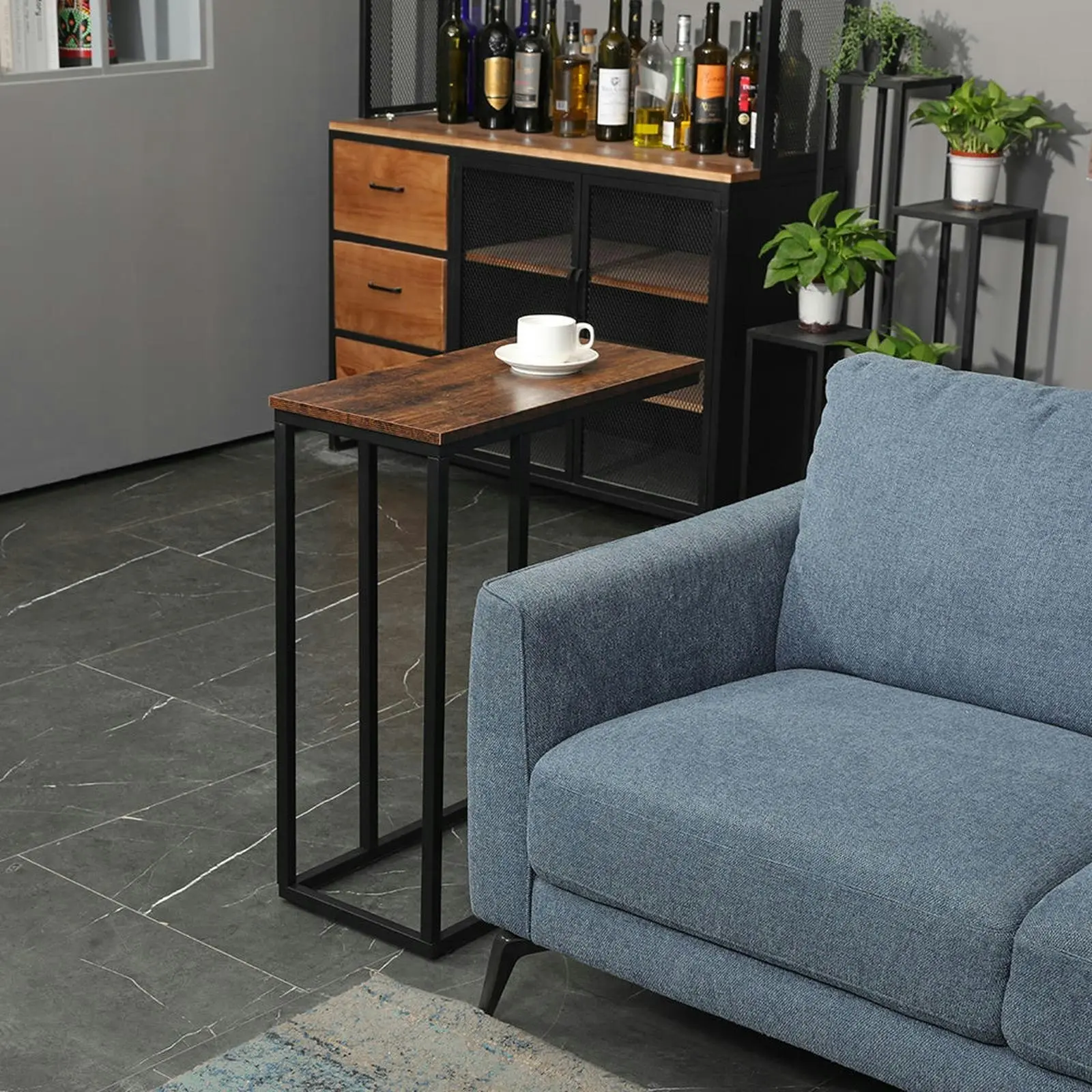 Viviendo Industrial Style C shaped Side table & Bedside table