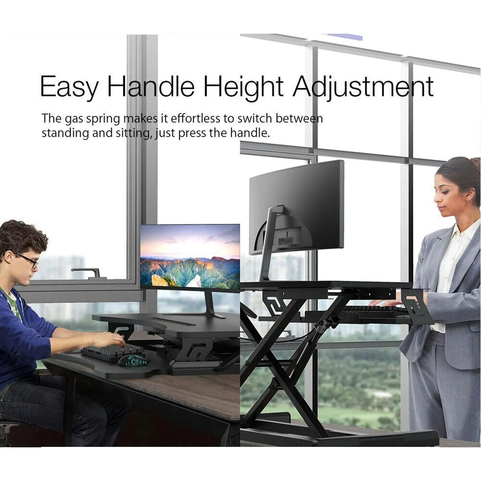 Viviendo Height Adjustable Desk Riser Sit Stand Computer Office Keyboard Shelf