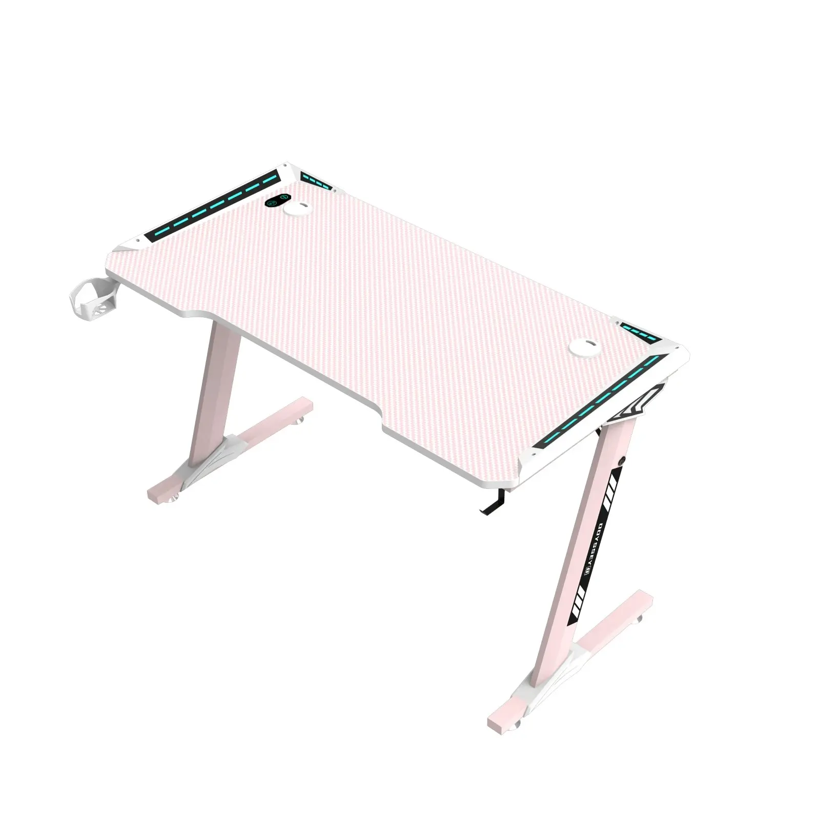 Odyssey8 1.4m Gaming Desk Office Table Desktop with LED light & Effects - Pink