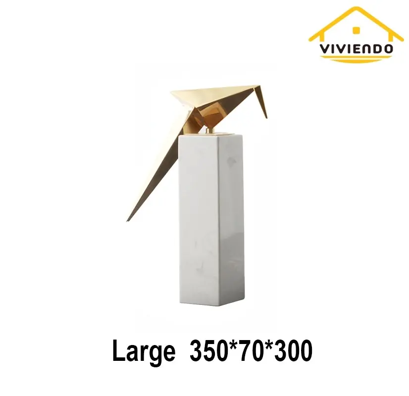 Viviendo Iconic Avian Plinth Art Sculpture in Marble & Stainless steel