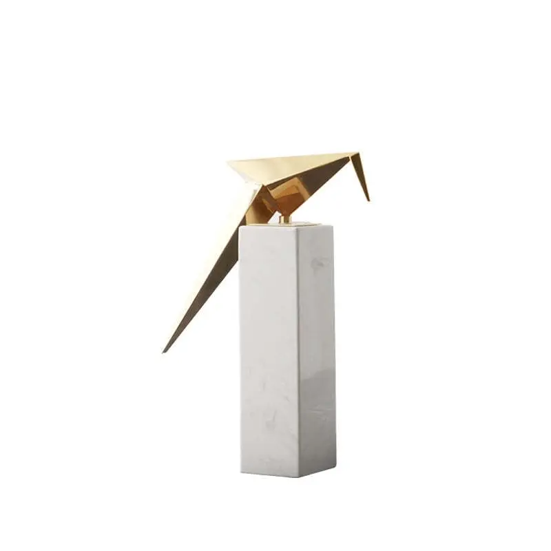 Viviendo Iconic Avian Plinth Art Sculpture in Marble & Stainless steel