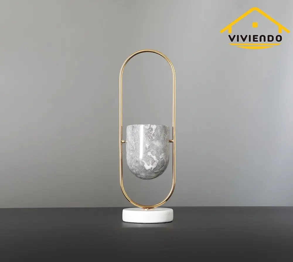 Viviendo Elliptical Bronze & Stainless Steel Flower Vase Marble and stainless steel Vase