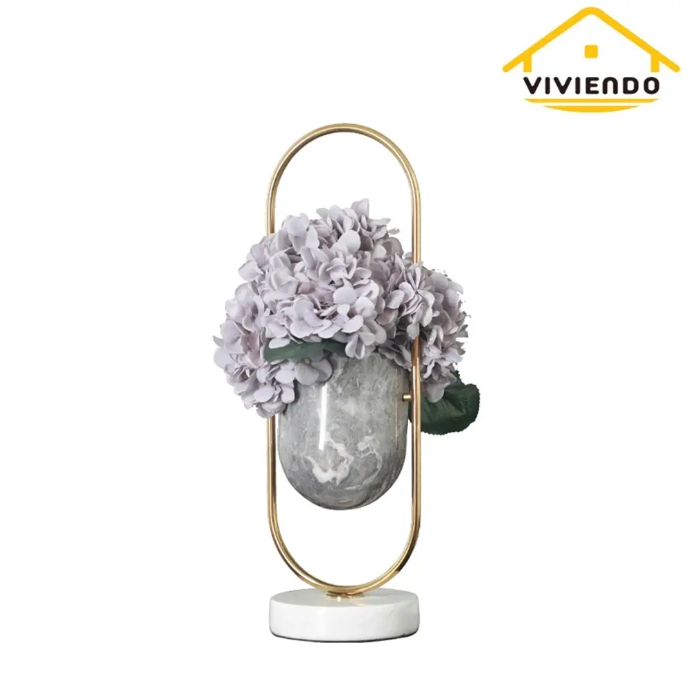 Viviendo Elliptical Bronze & Stainless Steel Flower Vase Marble and stainless steel Vase